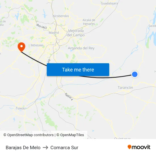 Barajas De Melo to Comarca Sur map