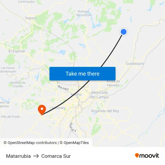 Matarrubia to Comarca Sur map