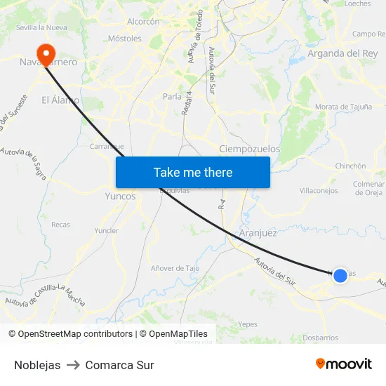 Noblejas to Comarca Sur map