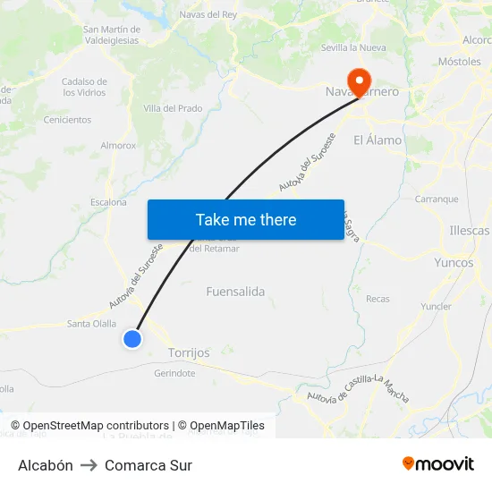 Alcabón to Comarca Sur map