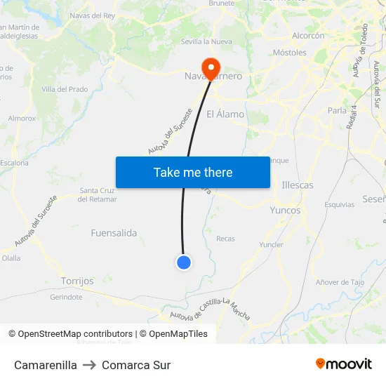 Camarenilla to Comarca Sur map