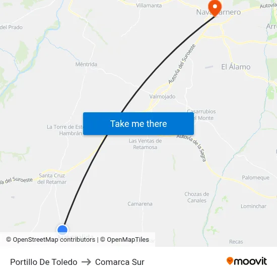 Portillo De Toledo to Comarca Sur map