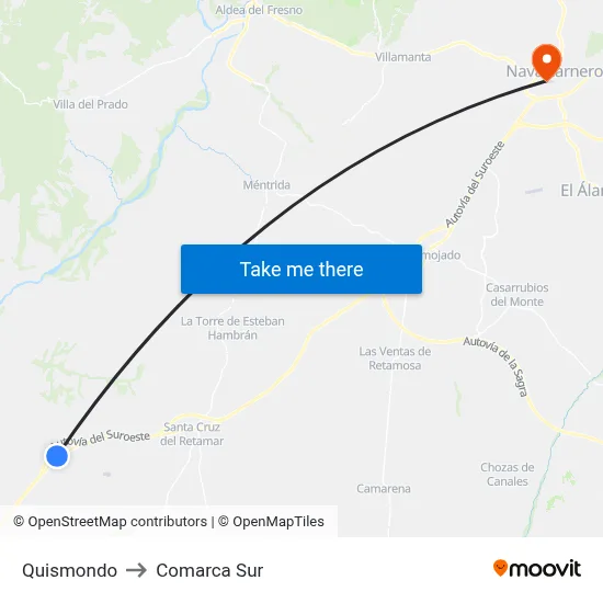 Quismondo to Comarca Sur map