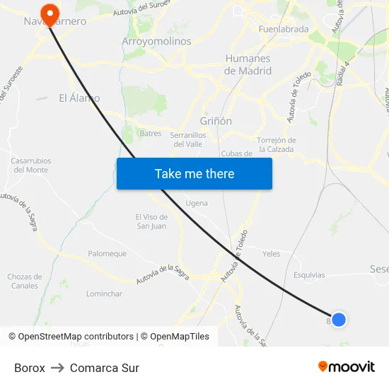 Borox to Comarca Sur map