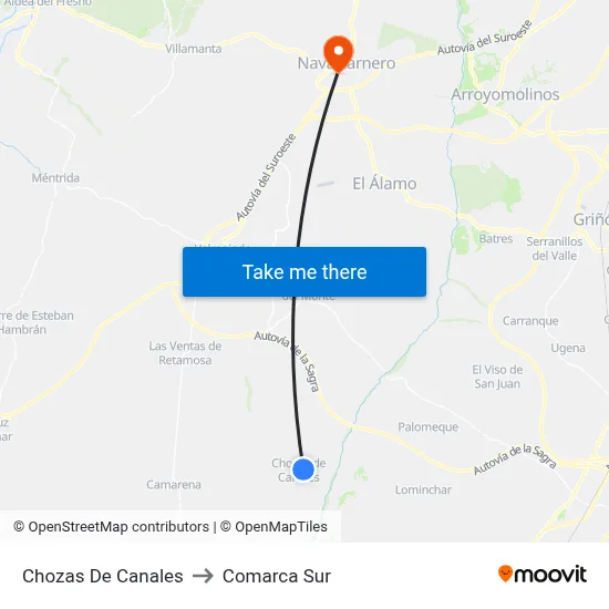 Chozas De Canales to Comarca Sur map