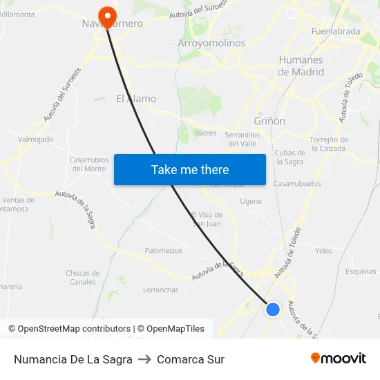 Numancia De La Sagra to Comarca Sur map