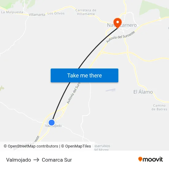 Valmojado to Comarca Sur map