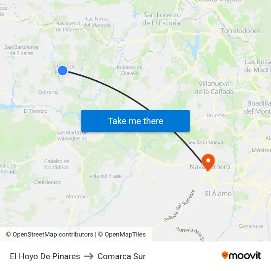 El Hoyo De Pinares to Comarca Sur map