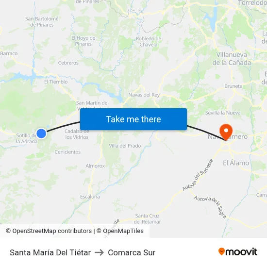 Santa María Del Tiétar to Comarca Sur map
