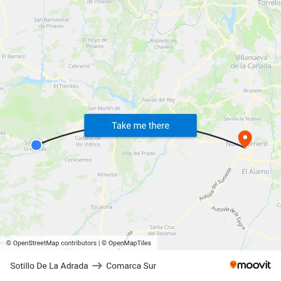 Sotillo De La Adrada to Comarca Sur map