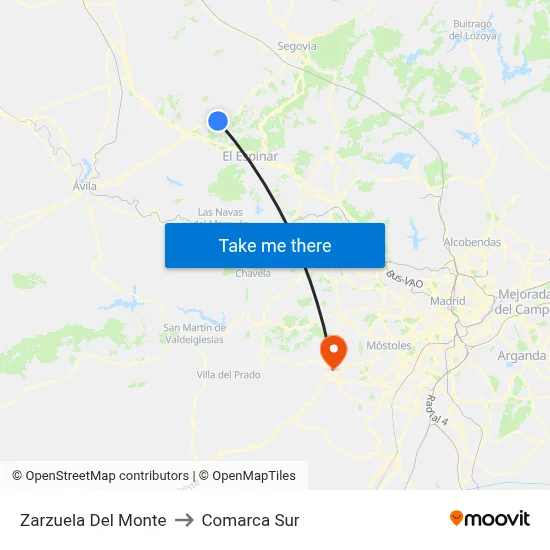 Zarzuela Del Monte to Comarca Sur map