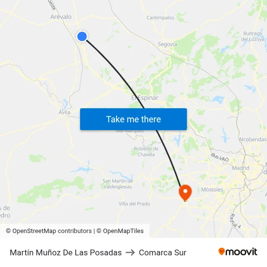Martín Muñoz De Las Posadas to Comarca Sur map