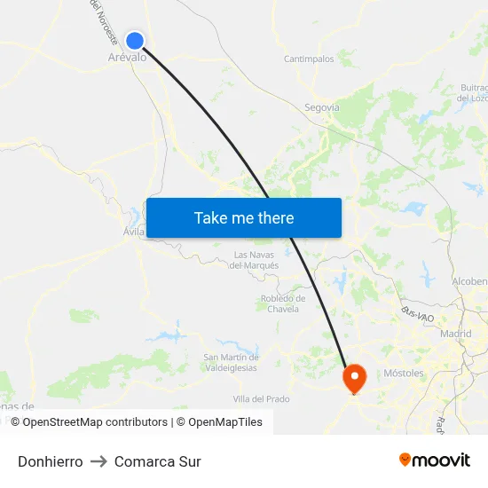 Donhierro to Comarca Sur map