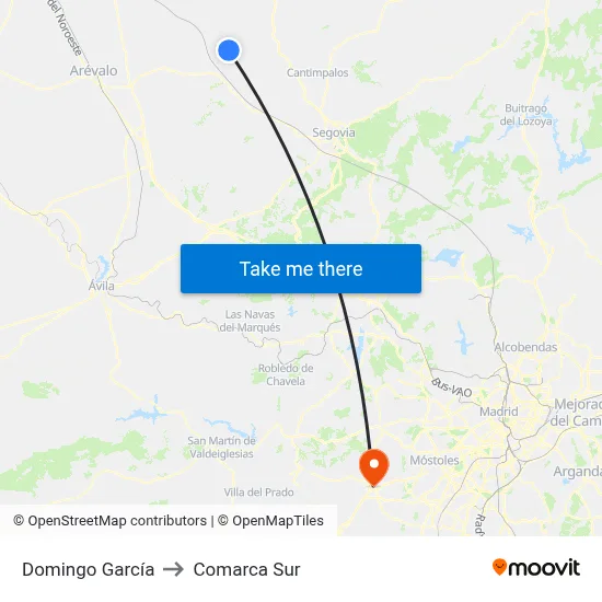 Domingo García to Comarca Sur map