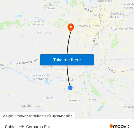 Cobisa to Comarca Sur map