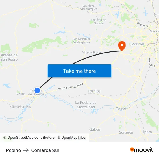 Pepino to Comarca Sur map