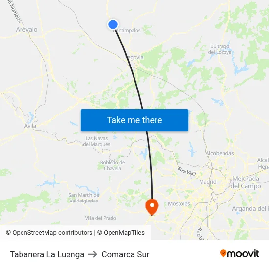 Tabanera La Luenga to Comarca Sur map