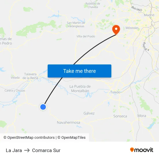 La Jara to Comarca Sur map