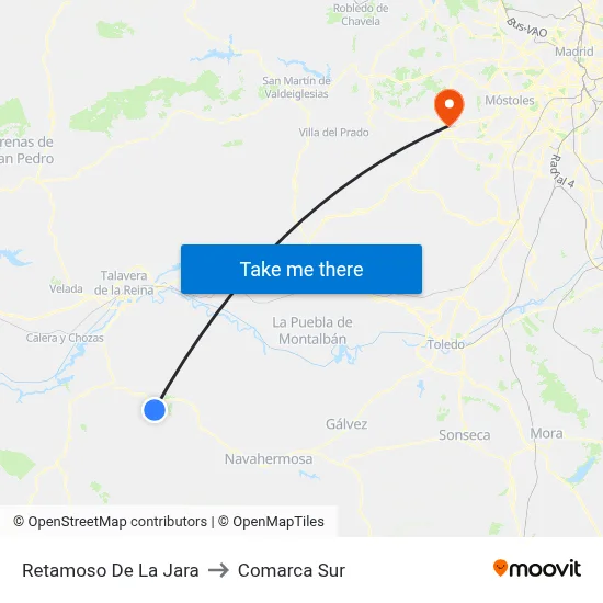 Retamoso De La Jara to Comarca Sur map