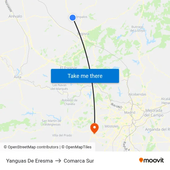 Yanguas De Eresma to Comarca Sur map