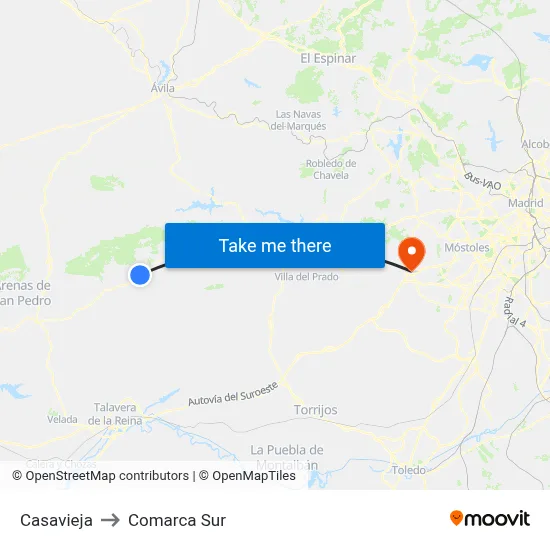 Casavieja to Comarca Sur map