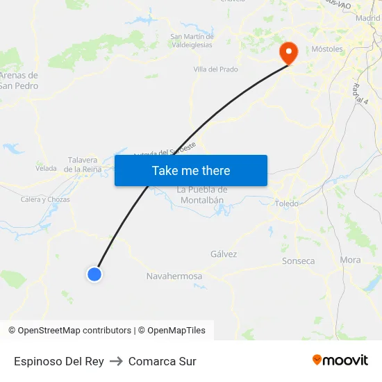 Espinoso Del Rey to Comarca Sur map