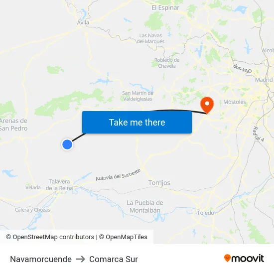 Navamorcuende to Comarca Sur map