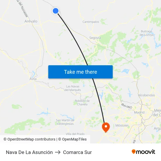 Nava De La Asunción to Comarca Sur map