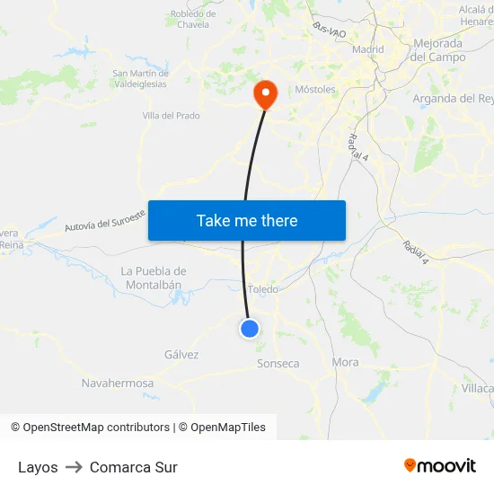 Layos to Comarca Sur map