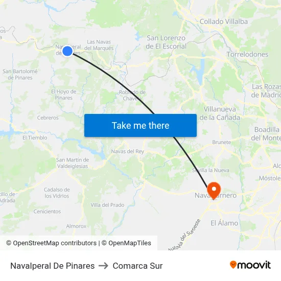 Navalperal De Pinares to Comarca Sur map