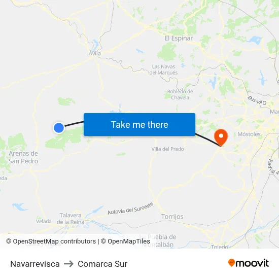 Navarrevisca to Comarca Sur map
