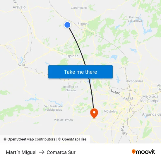 Martín Miguel to Comarca Sur map