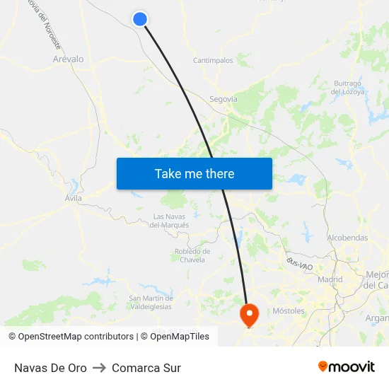 Navas De Oro to Comarca Sur map