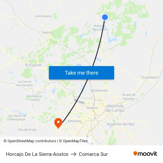 Horcajo De La Sierra-Aoslos to Comarca Sur map