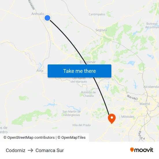 Codorniz to Comarca Sur map