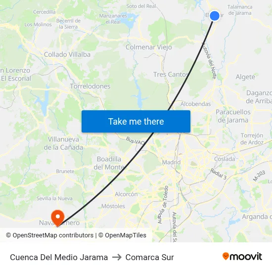 Cuenca Del Medio Jarama to Comarca Sur map