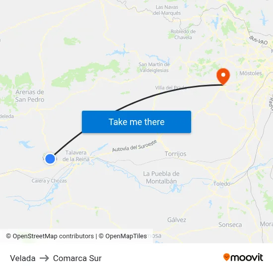 Velada to Comarca Sur map