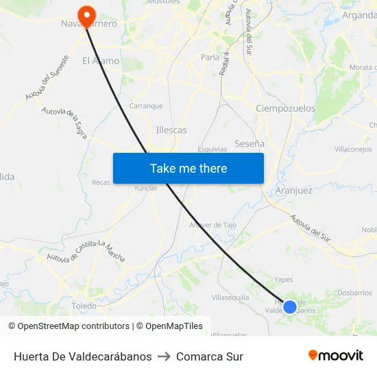 Huerta De Valdecarábanos to Comarca Sur map