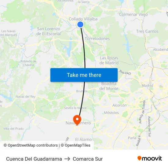 Cuenca Del Guadarrama to Comarca Sur map