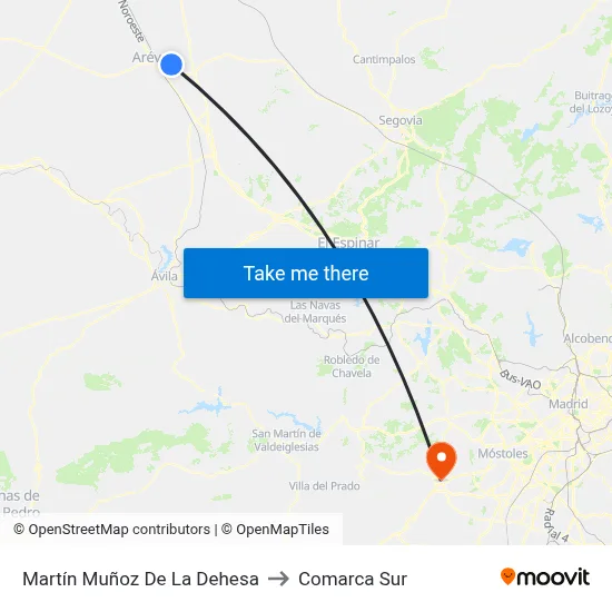 Martín Muñoz De La Dehesa to Comarca Sur map
