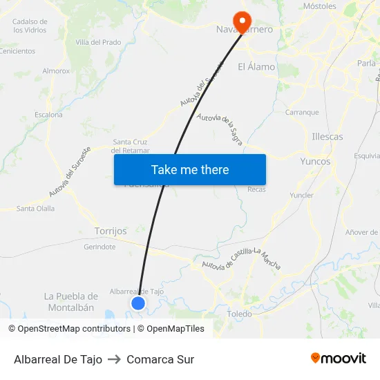 Albarreal De Tajo to Comarca Sur map