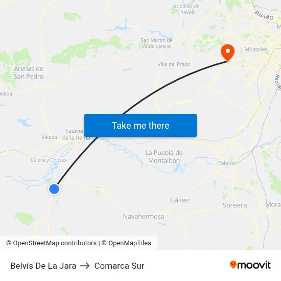 Belvís De La Jara to Comarca Sur map