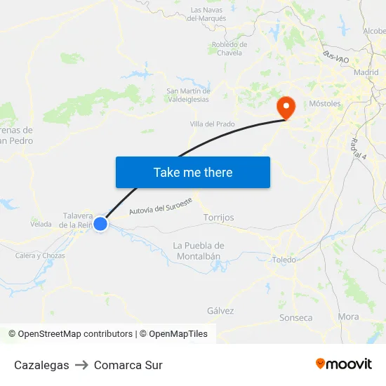 Cazalegas to Comarca Sur map