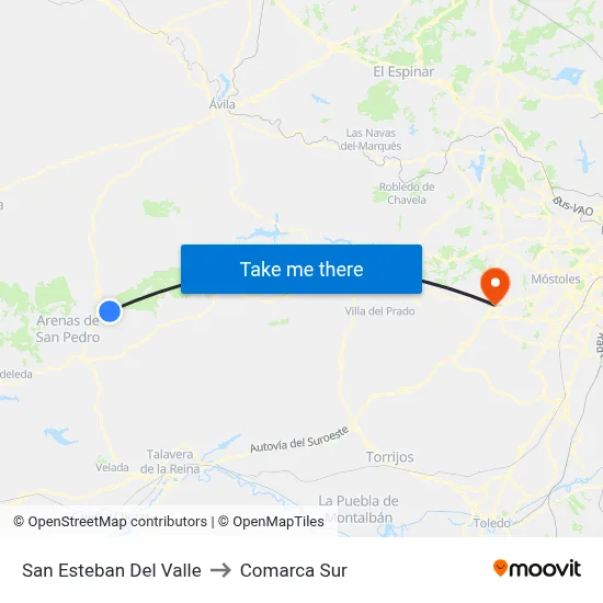 San Esteban Del Valle to Comarca Sur map