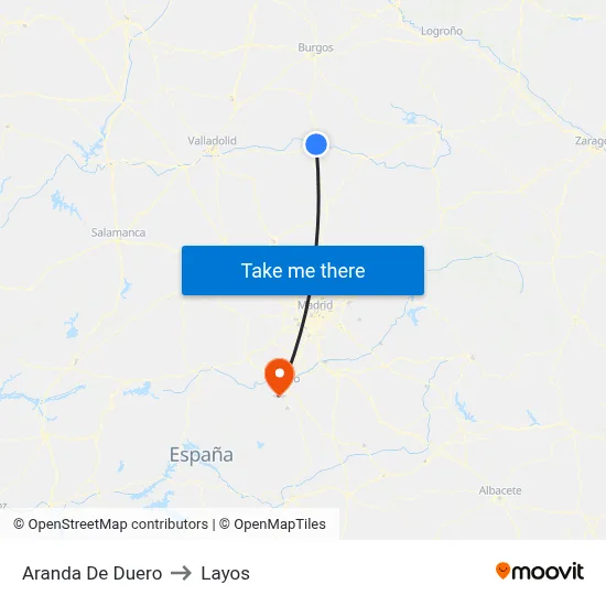 Aranda De Duero to Layos map
