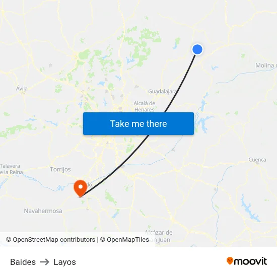 Baides to Layos map