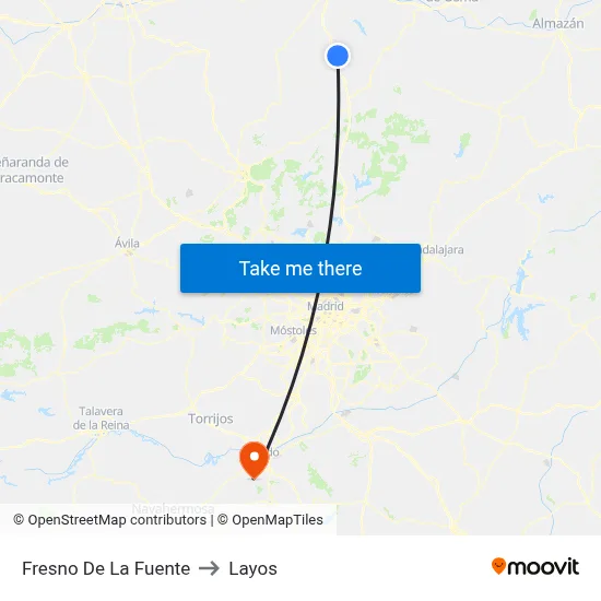 Fresno De La Fuente to Layos map