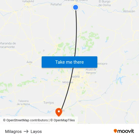 Milagros to Layos map