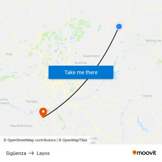 Sigüenza to Layos map