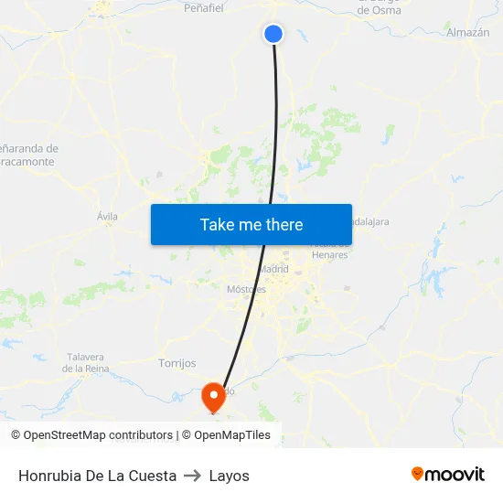 Honrubia De La Cuesta to Layos map